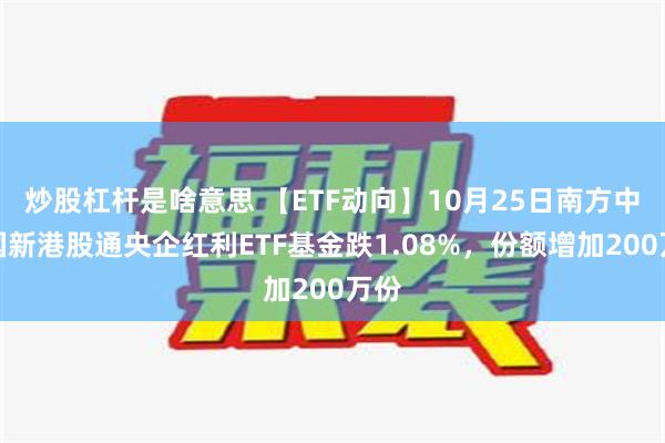 炒股杠杆是啥意思 【ETF动向】10月25日南方中证国新港股通央企红利ETF基金跌1.08%，份额增加200万份