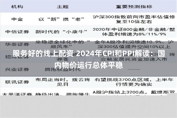 服务好的线上配资 2024年CPI和PPI解读：国内物价运行总体平稳