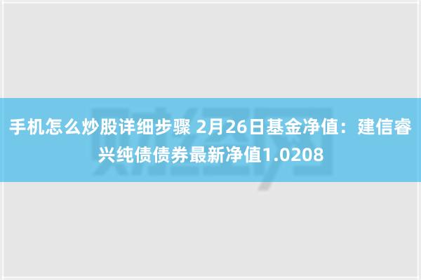 手机怎么炒股详细步骤 2月26日基金净值：建信睿兴纯债债券最新净值1.0208